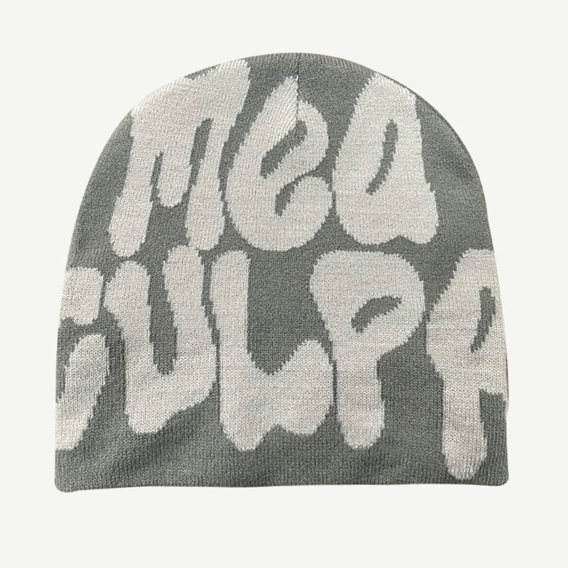 Letter Pattern Knit Beanie with Colorful Graphic Design