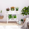 White Plant Shelf Indoor, 2 Tier Tall Plant Stand Table for Multiple Plants, Window Table for Plants
