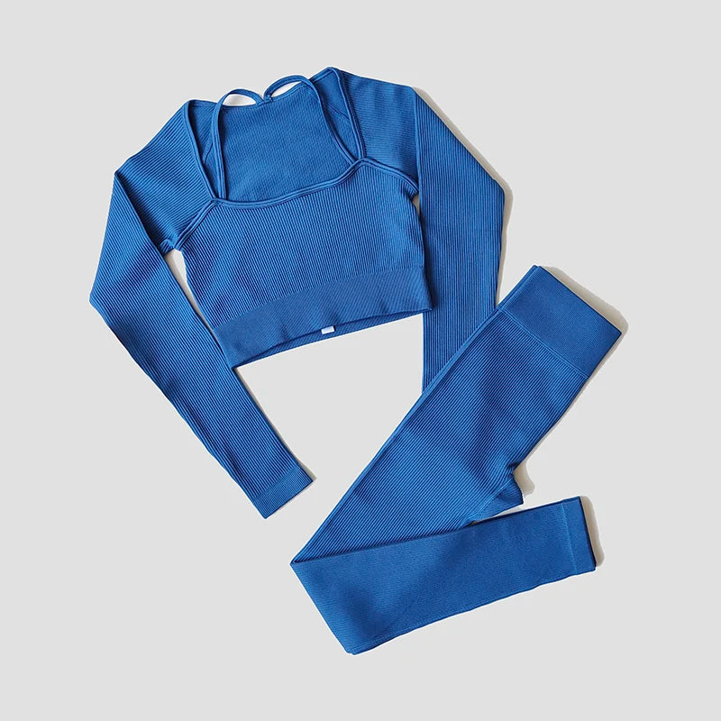 Women's Variable Sleeve Top Bra And Leggings Yoga Set