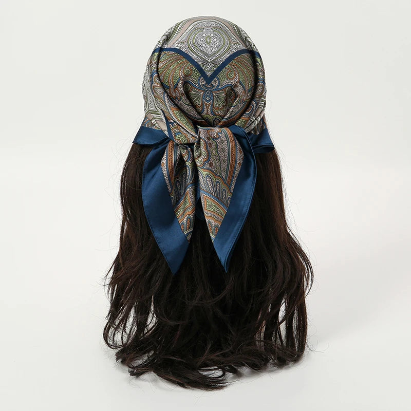 Floral Print Square Scarf for Head and Neck Styling