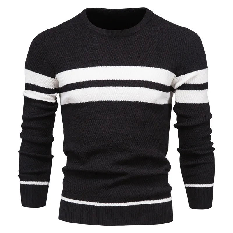 Men's Double Stripe Crew Neck Knit Sweater