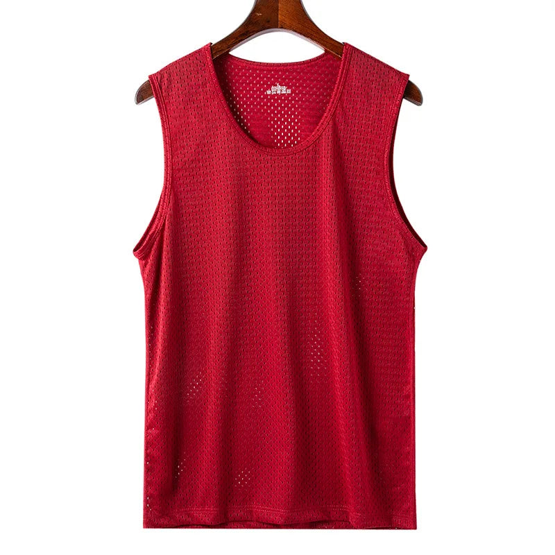 Men Ice Silk Mesh Sports Vest Breathable Quick Dry Sleeveless Riding Running Training Top