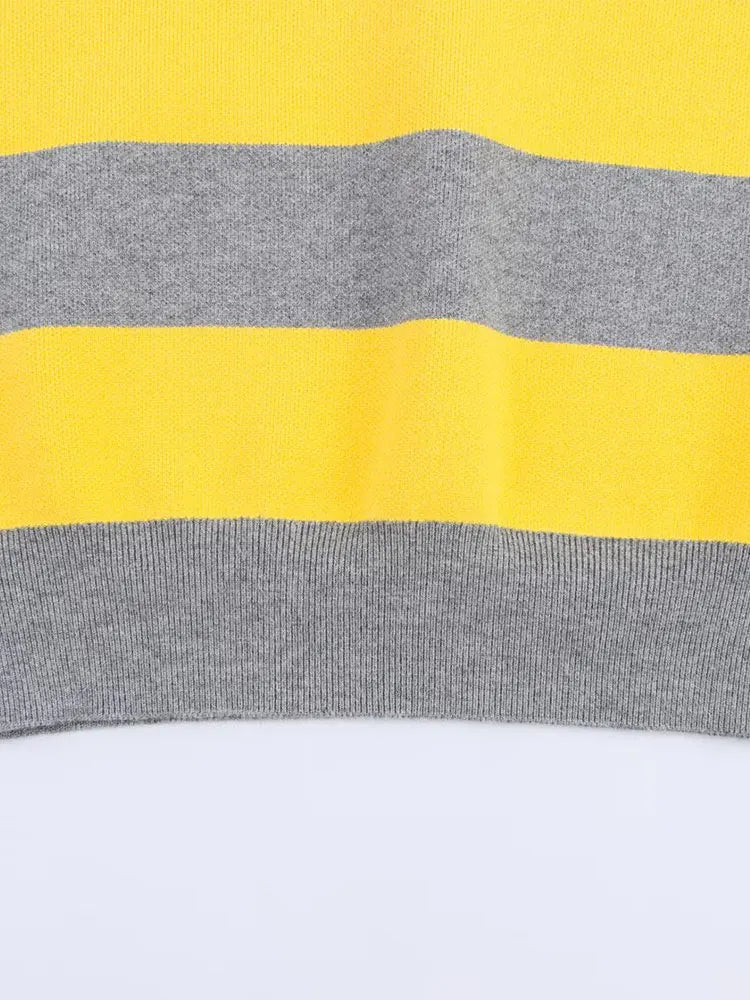 Women's Striped Polo Collar Loose Fit Sweater Casual Knit Layer