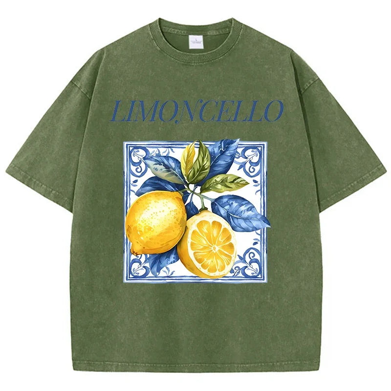 Printed Washed T-shirt Men's Cotton T-shirt Round Neck Comfortable Streetwear Men's Casual Summer Wear