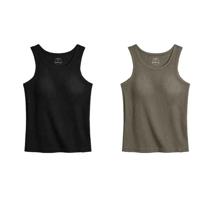 Women's V-Neck Knit Tank Top with Sleeveless Design and Simple Shape