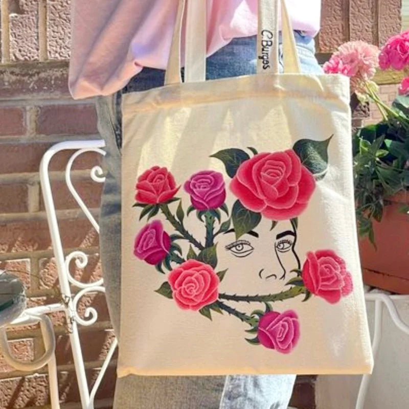 Plain Canvas Style Tote Bag with Long Shoulder Handles