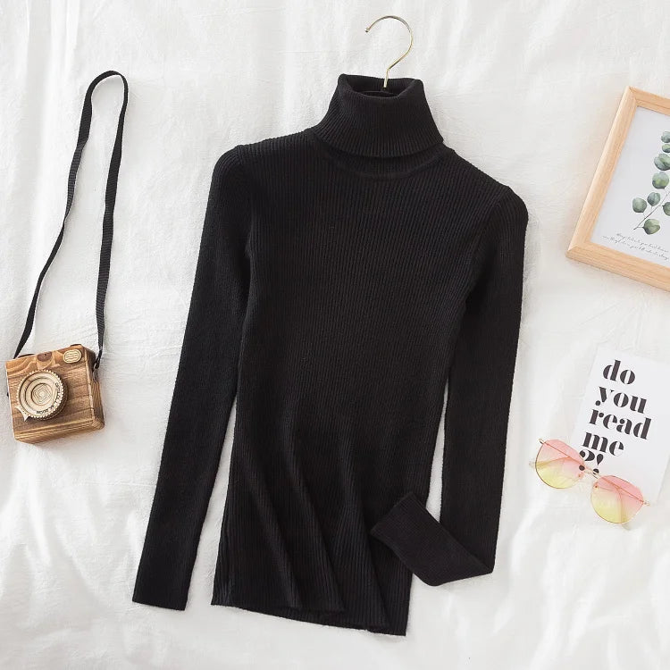 Women's Ribbed Mock Neck Long Sleeve Sweater Casual Knit Layer