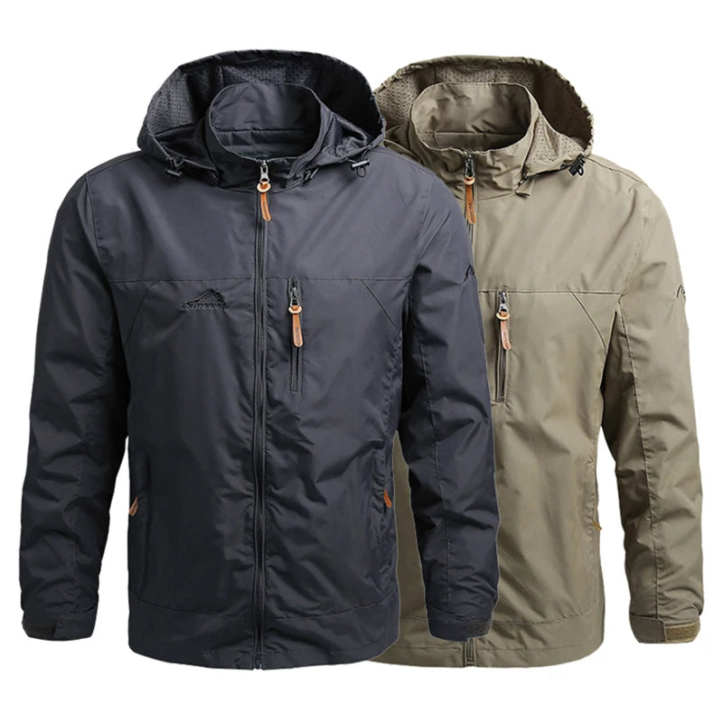 Hooded Long Sleeve Full Zip Outdoor Hiking Jacket with Pockets