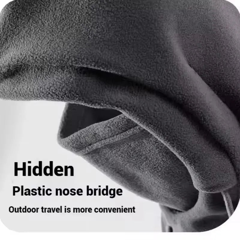 Unisex Hooded Winter Hat with Face Panel and Extended Neck Coverage