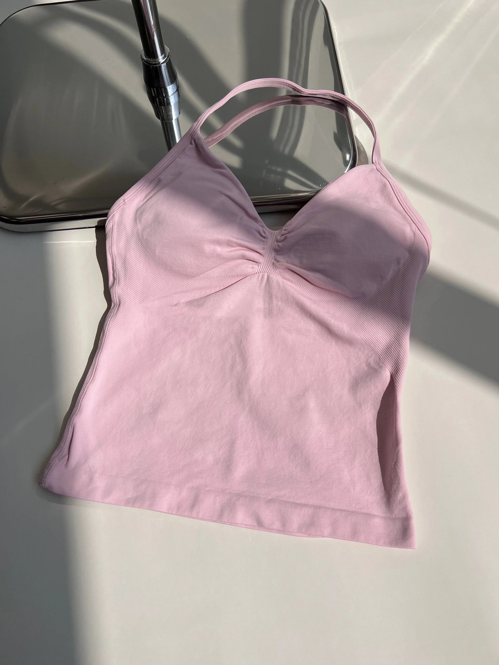 Women's V Neck Strappy Longline Tank Top For Workout Outfits