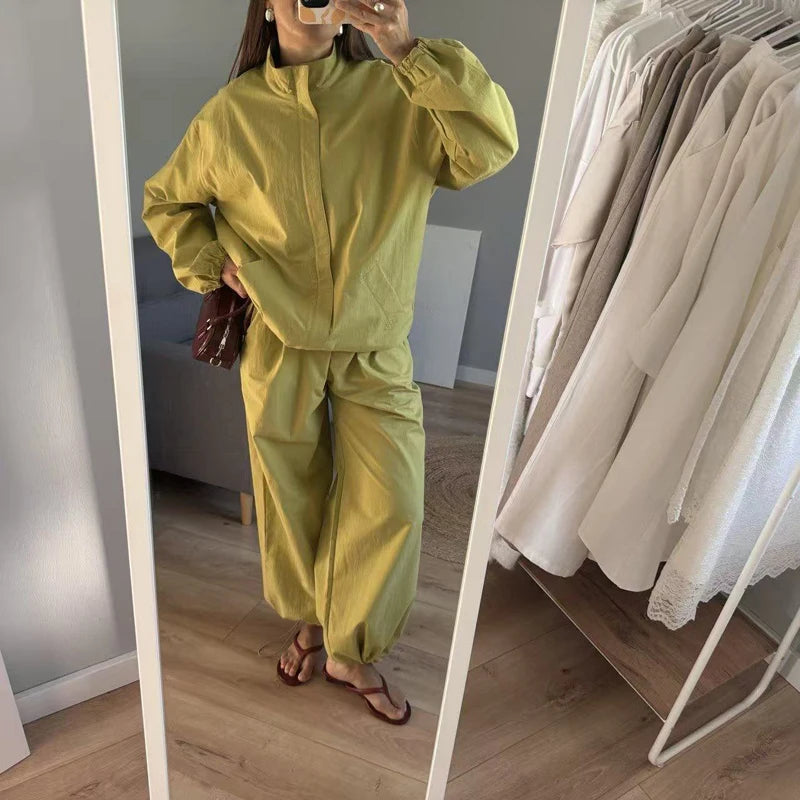 Women's Casual Zip Jacket and Pants Set