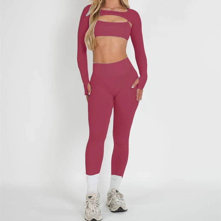 Women's Variable Sleeve Top And Bottoms Yoga Set