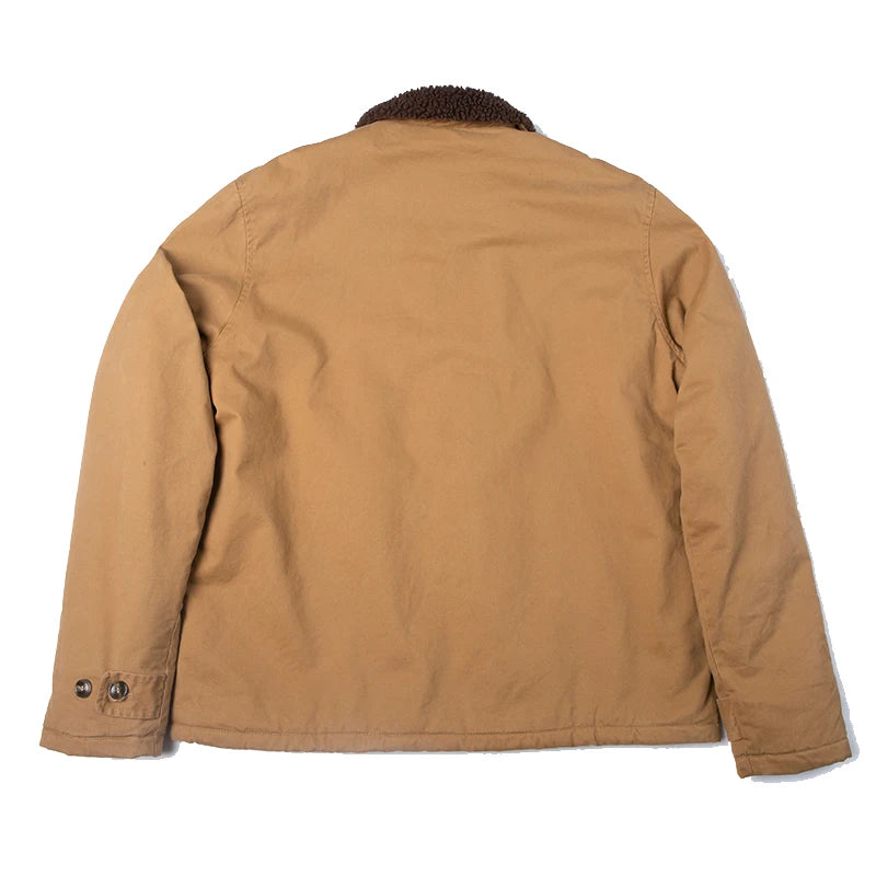 High quality vintage USN WW2 USMC thick sherpa fleece winter clothes khaki military work blank Winter N1 deck jacket for men