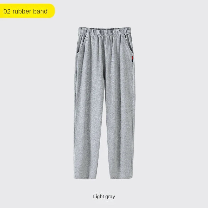 Men's Solid Pocket Elastic Waist Straight Leg Lounge Pajama Pants
