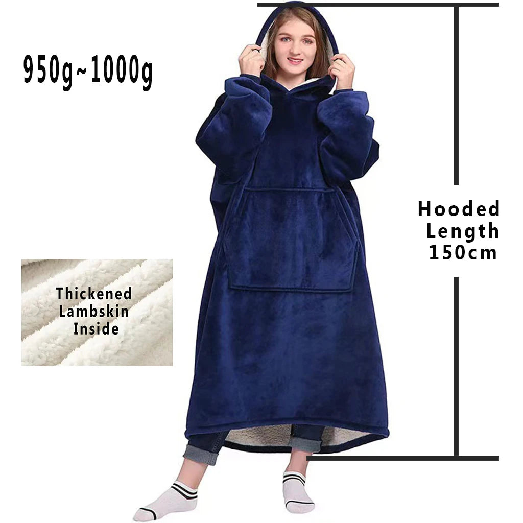Oversized Fleece Blanket Hoodie with Original Long and Short Styles