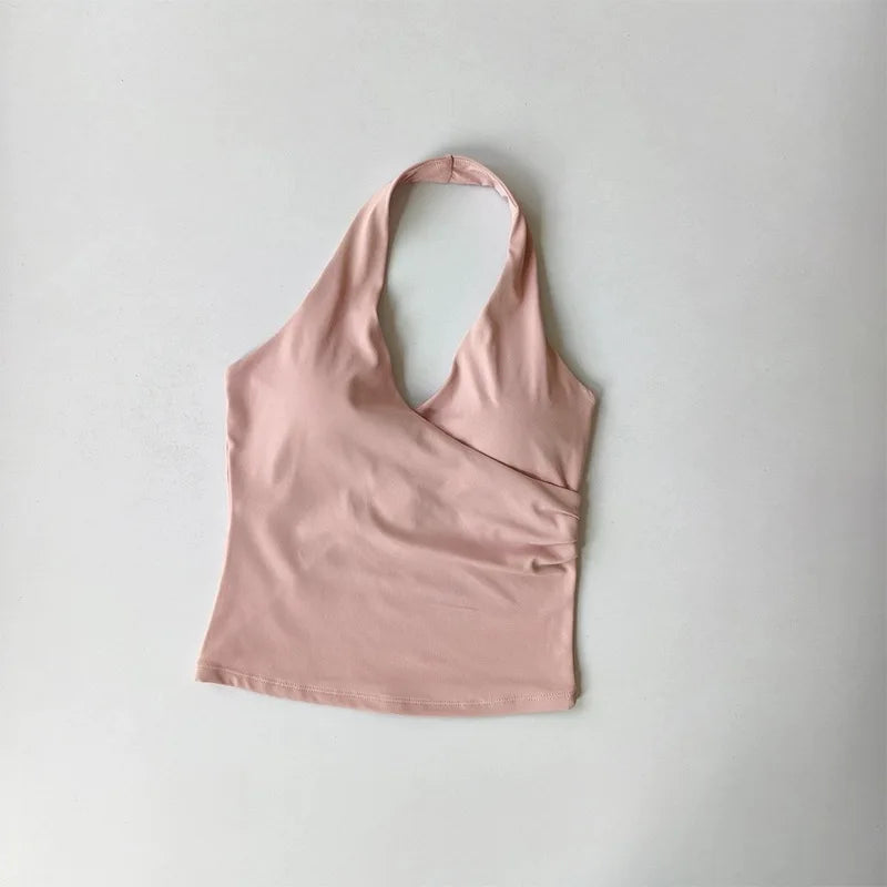 Women's Wrap Front Halter Neck Tank Top