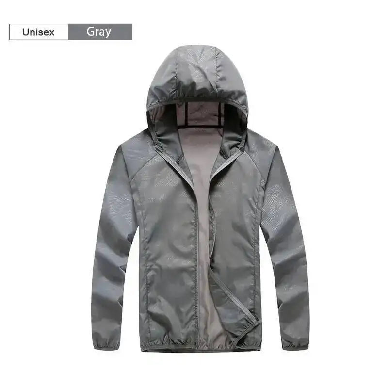 Hooded Long Sleeve Full Zip Outdoor Hiking Jacket with Pockets