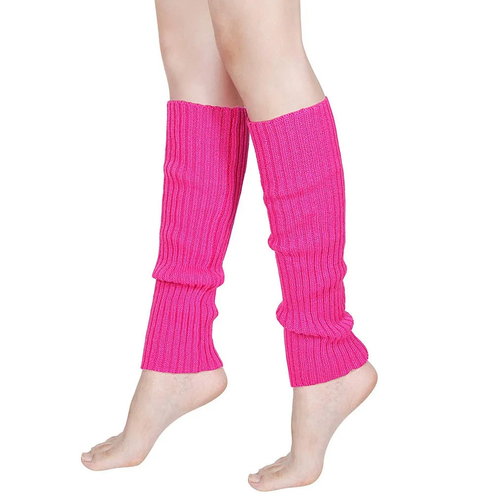 Colorful Ribbed Leg Warmers with Solid and Rainbow Options