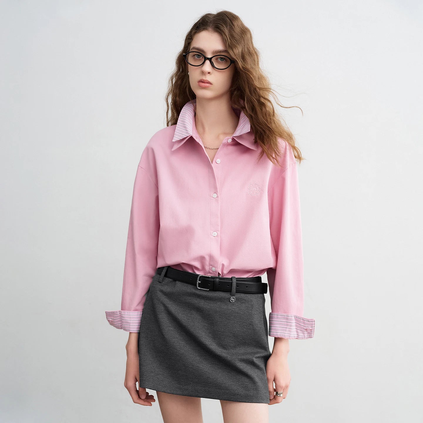Women's Striped Floral Long Sleeve Shirt