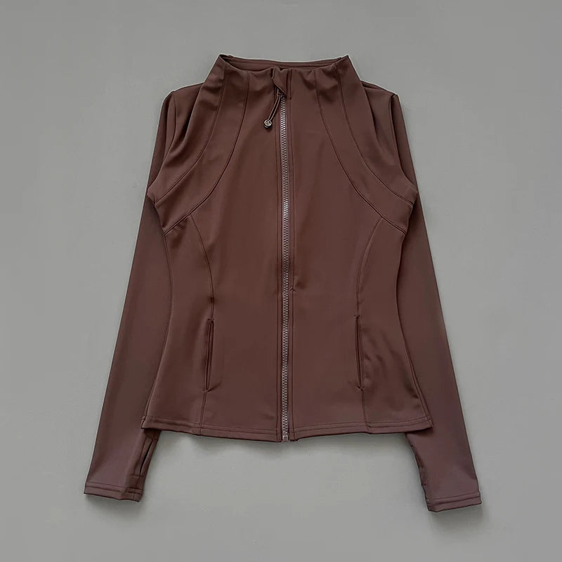 Women's Slim-Fit Stand-Collar Zip-Front Workout Jacket