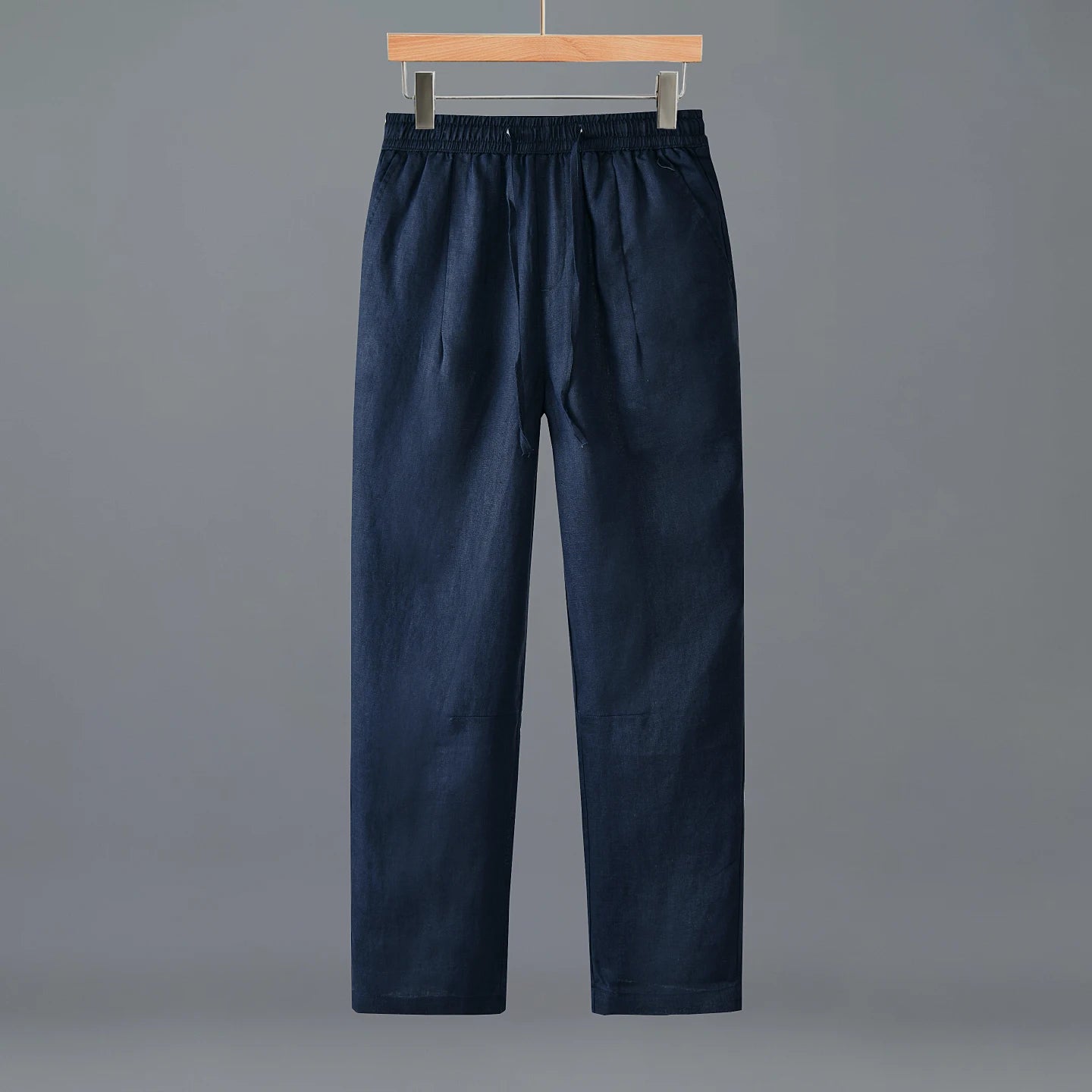 Women's Linen Full-Length Regular-Fit Pants with Elastic Waist for Casual Everyday Outfits
