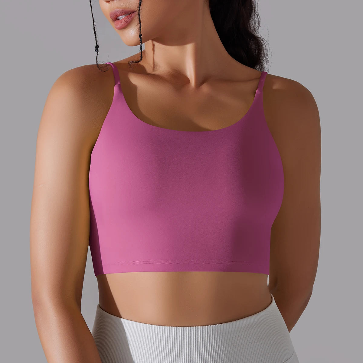 Women's Nylon Blend Sports Bra with Double Back Straps and Padding