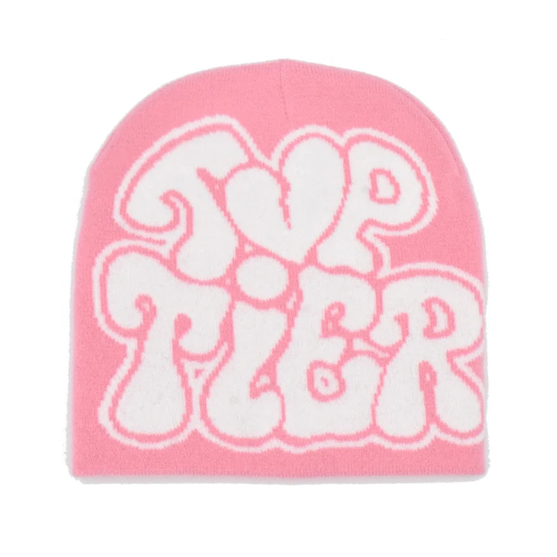 Letter Pattern Knit Beanie with Colorful Graphic Design