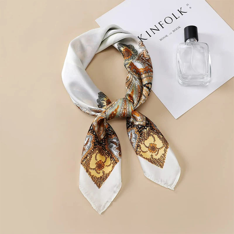 Printed Square Neck Scarf with Decorative Border Designs