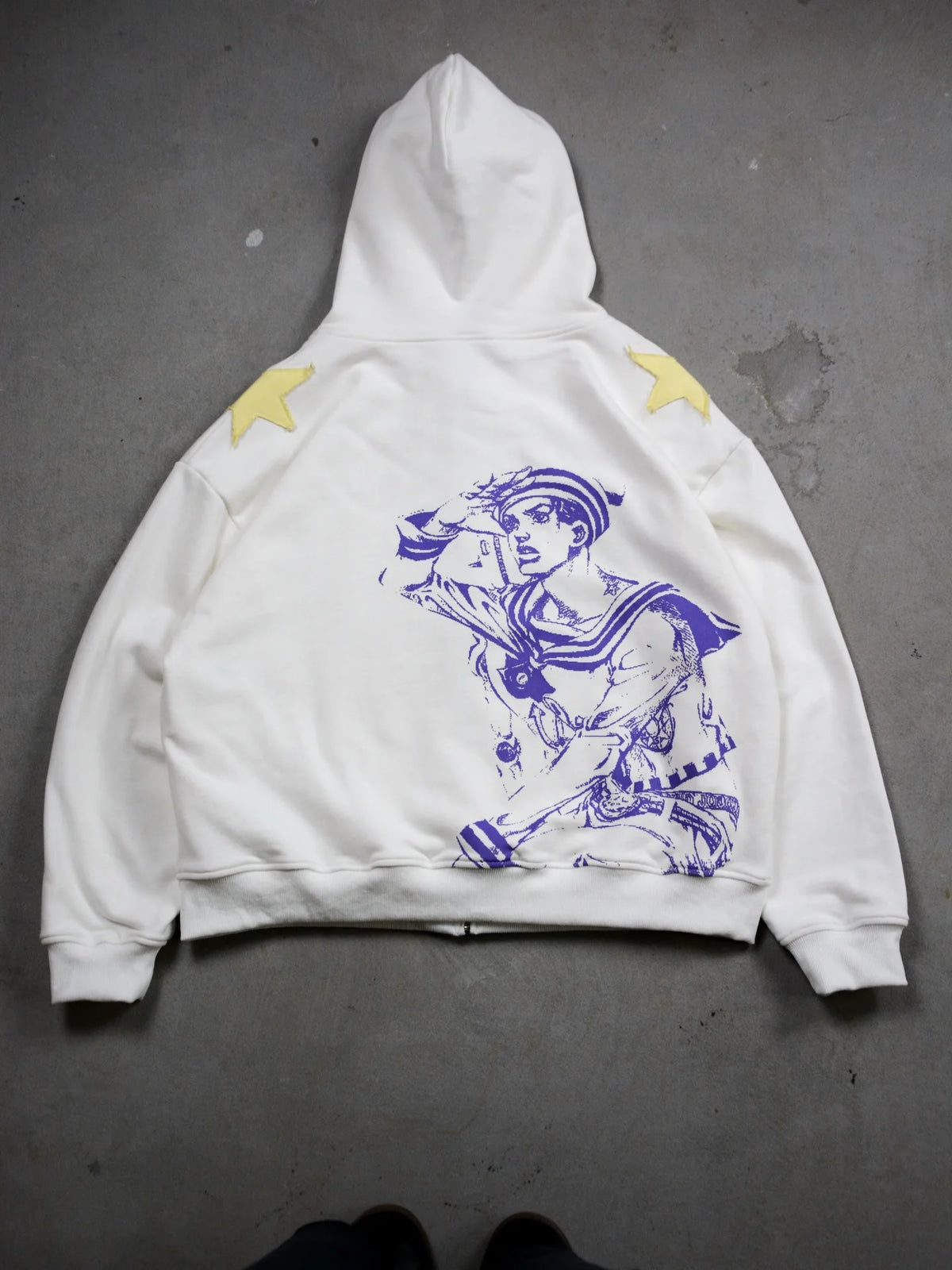 Anime-Graphic Loose-Fit Cotton Zip-Front Hoodie