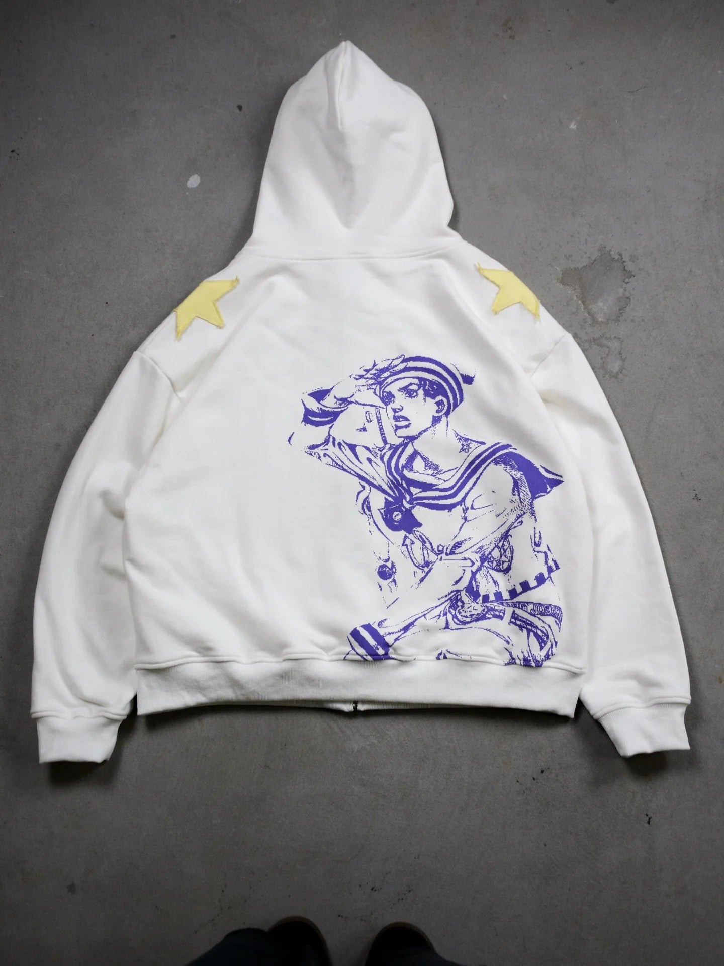 Anime-Graphic Loose-Fit Cotton Zip-Front Hoodie