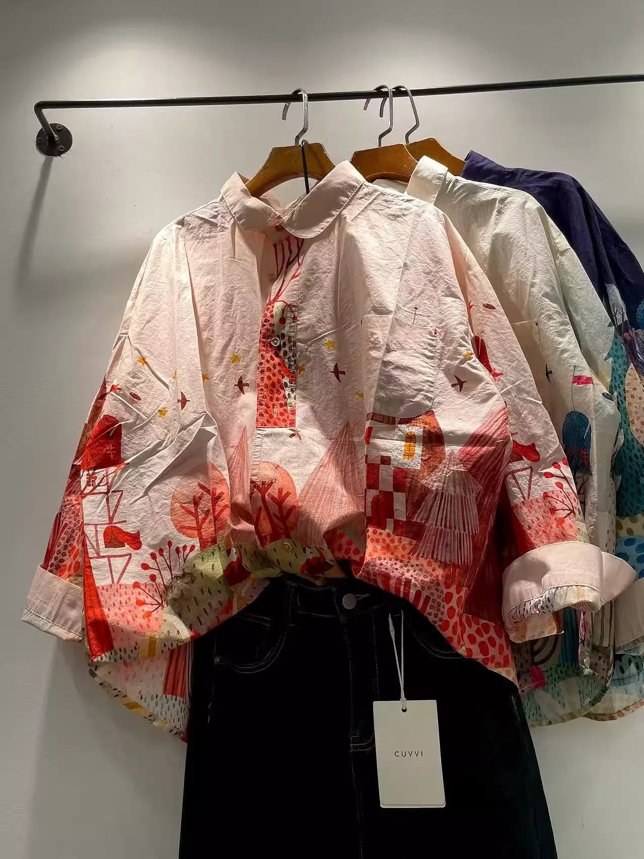 Women's Colourful Patchwork Print Long Sleeve Shirt