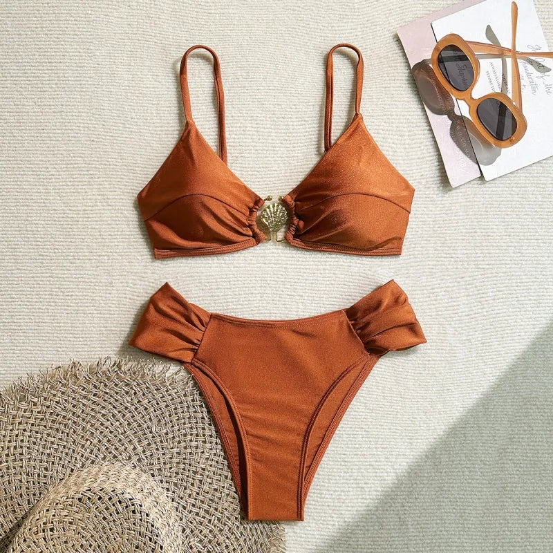 Pleated High Waist Bikini