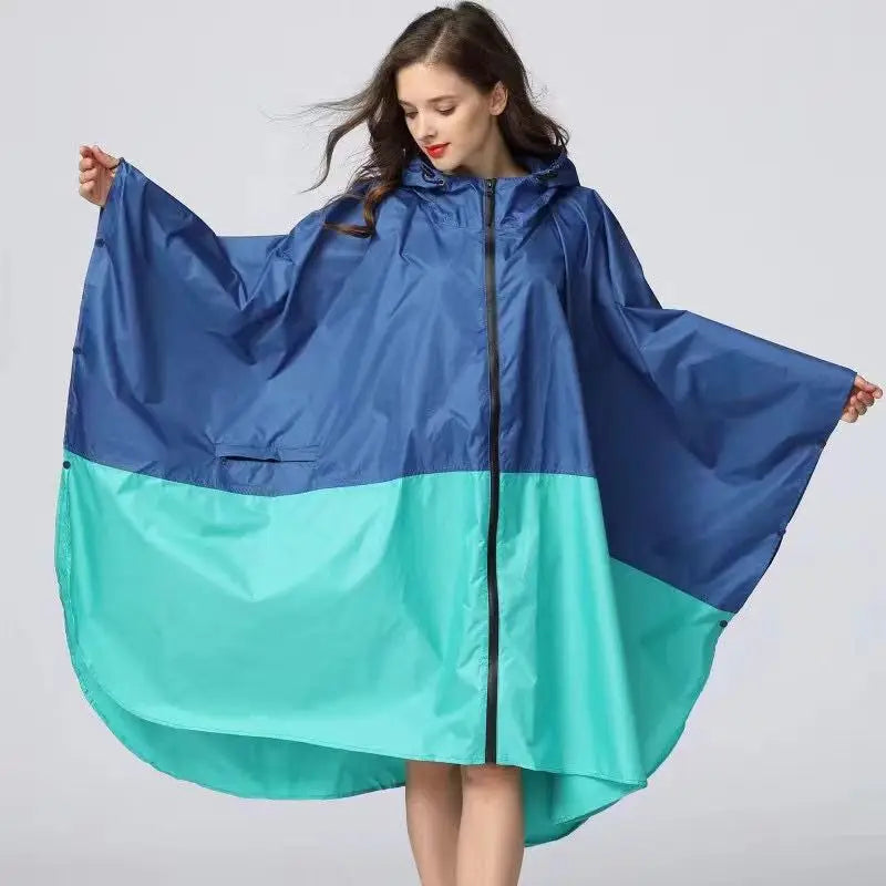 Hooded Printed Poncho for Layering over Tops and Dresses