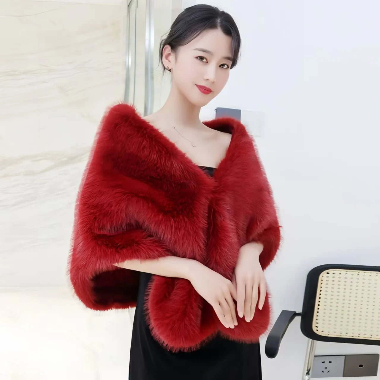 Plush Cross Front Wrap Cape for Layering over Outfits