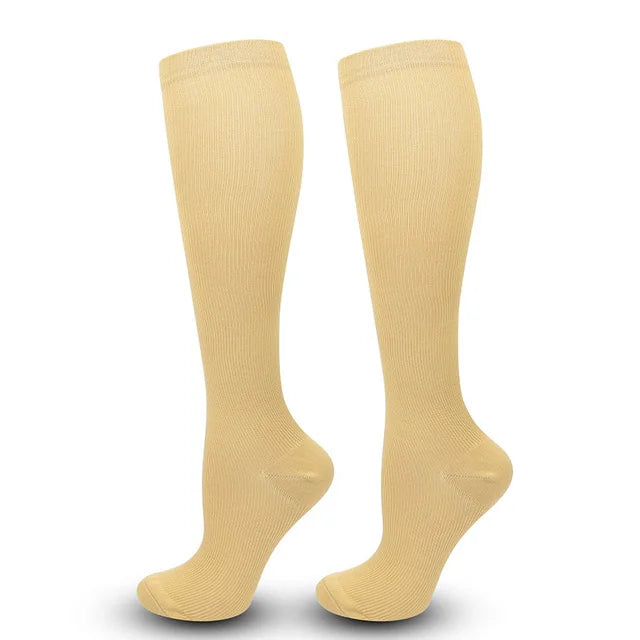 Solid Knee High Compression Socks with Original Size Options