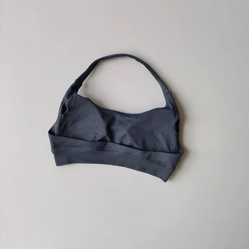 Women's Ruched Halter Neck Sports Bra
