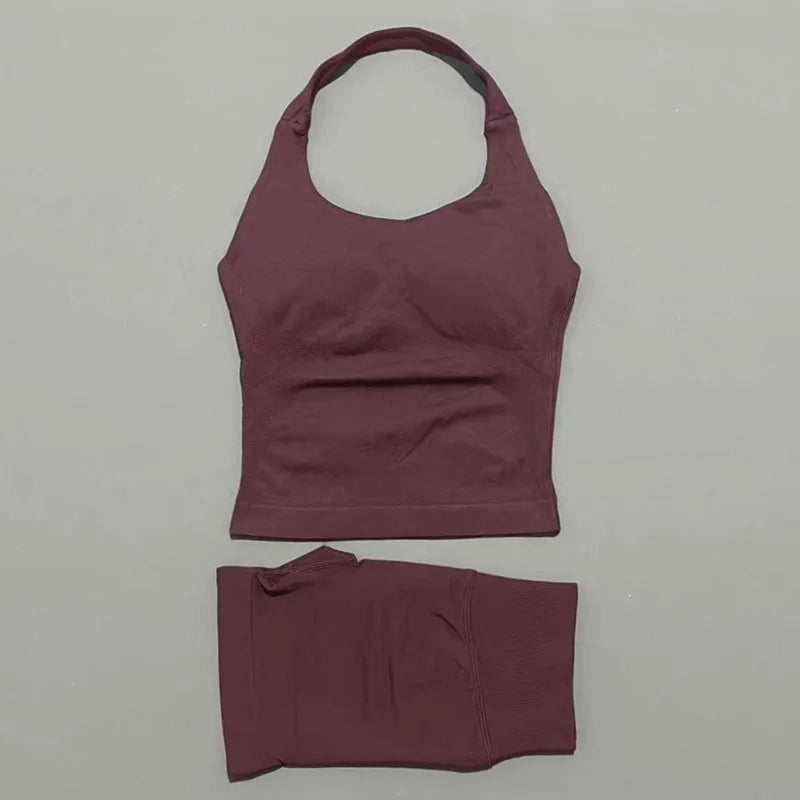 Women's Halter Tank And Shorts Yoga Set For Workout Outfits