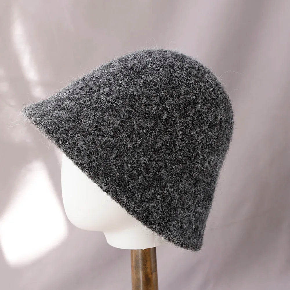 Textured Bucket Hat with Rounded Crown and Short Brim