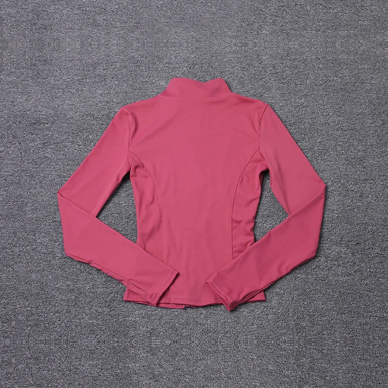 Women's Fitted Long Sleeve Zip Front Jacket for Layered Outfits