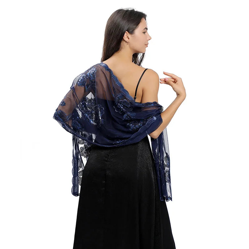 Floral Lace Fringed Wrap Scarf for Layering over Outfits