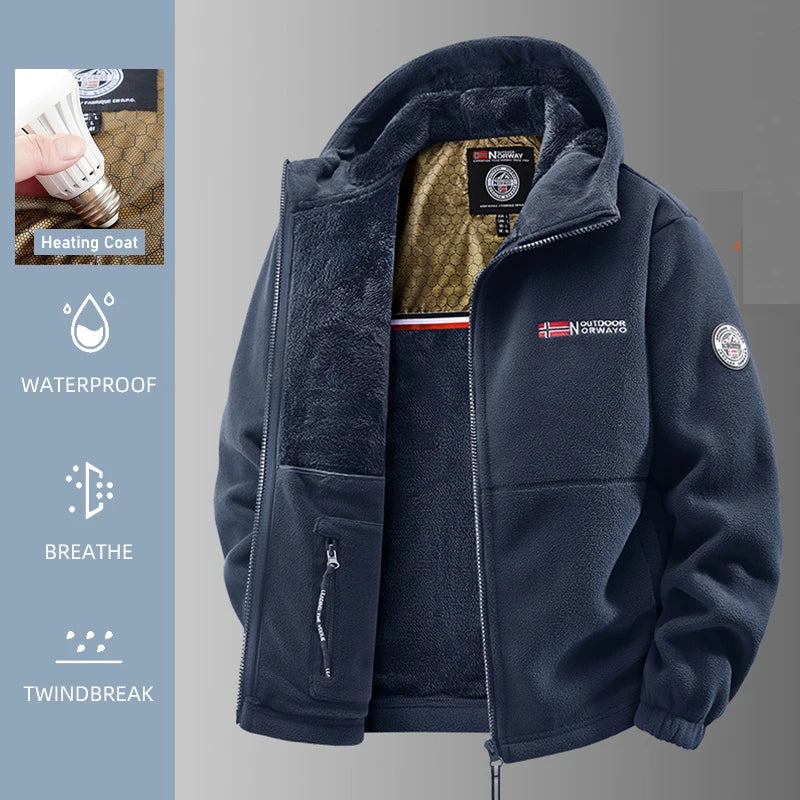 Long Sleeve Full Zip Fleece Outdoor Jacket with Pockets