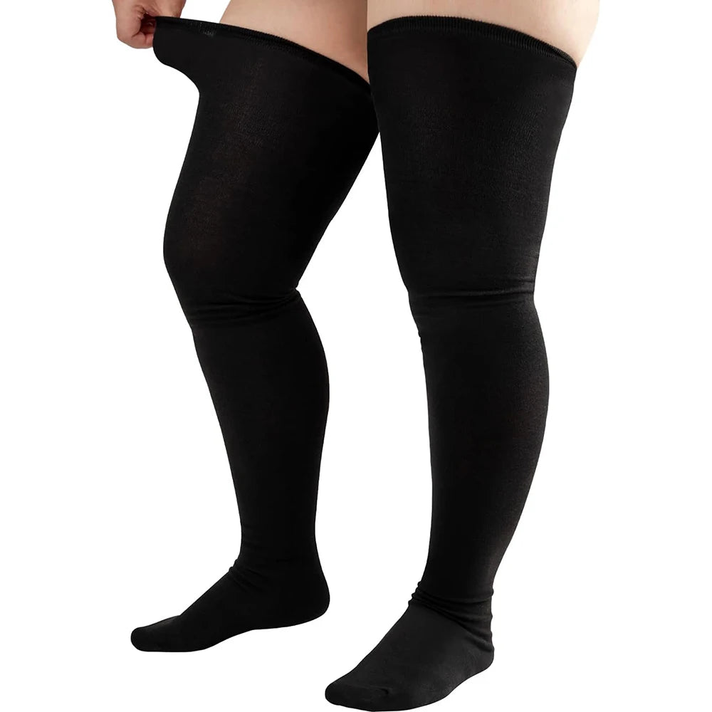 Plus Size Thigh High Socks with Striped Style Options