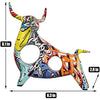 Resin Graffiti Bull Statue, Minimalistic Full-Color Bull Figurine Decor, Originality Abstract Bull Sculpture Home Decor