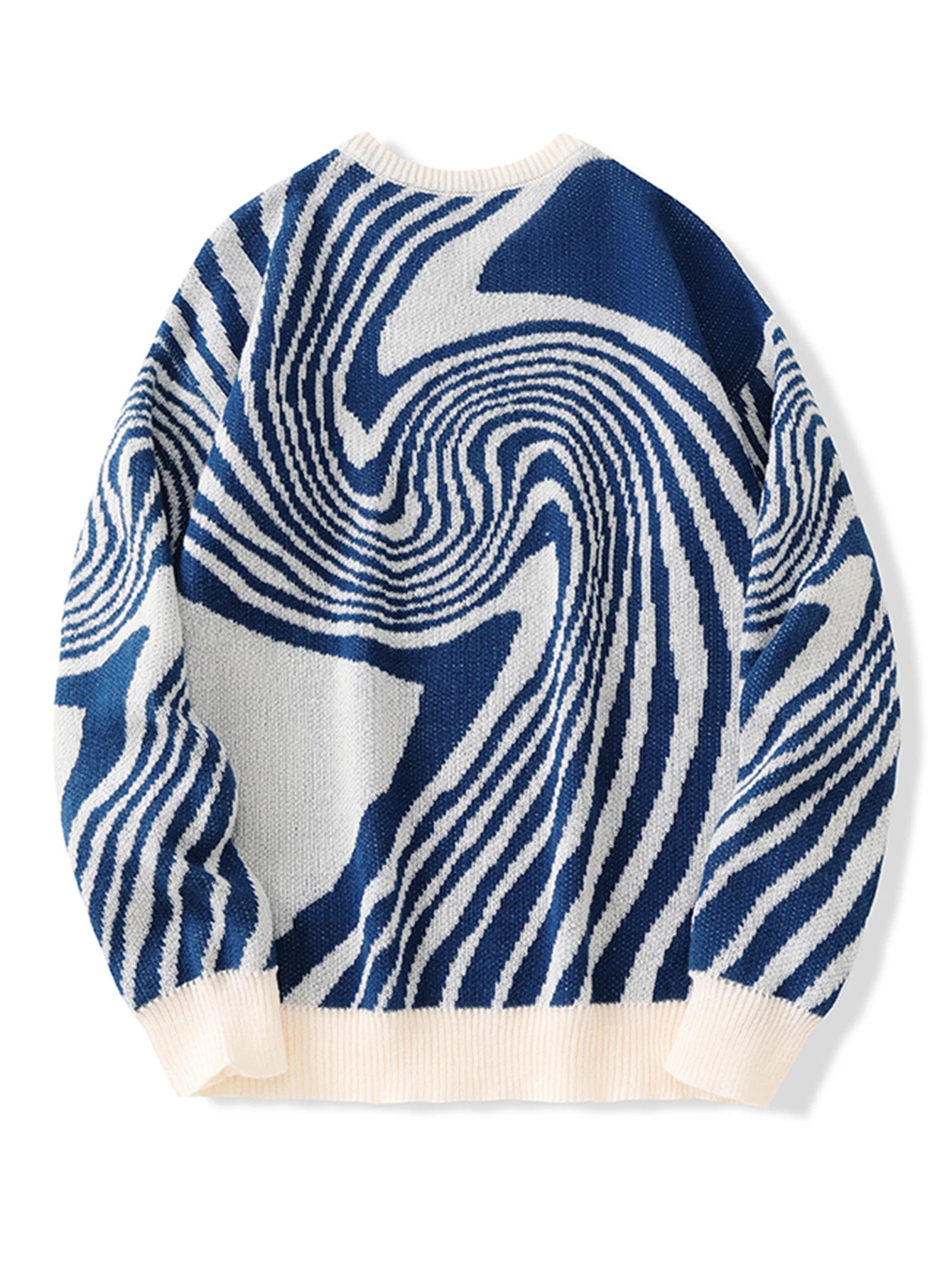 Men's Swirl Pattern Crew Neck Knit Sweater