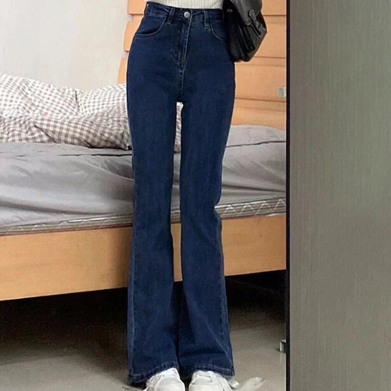 Women's Blue Bootcut High Waist Denim Jeans For Everyday Outfits
