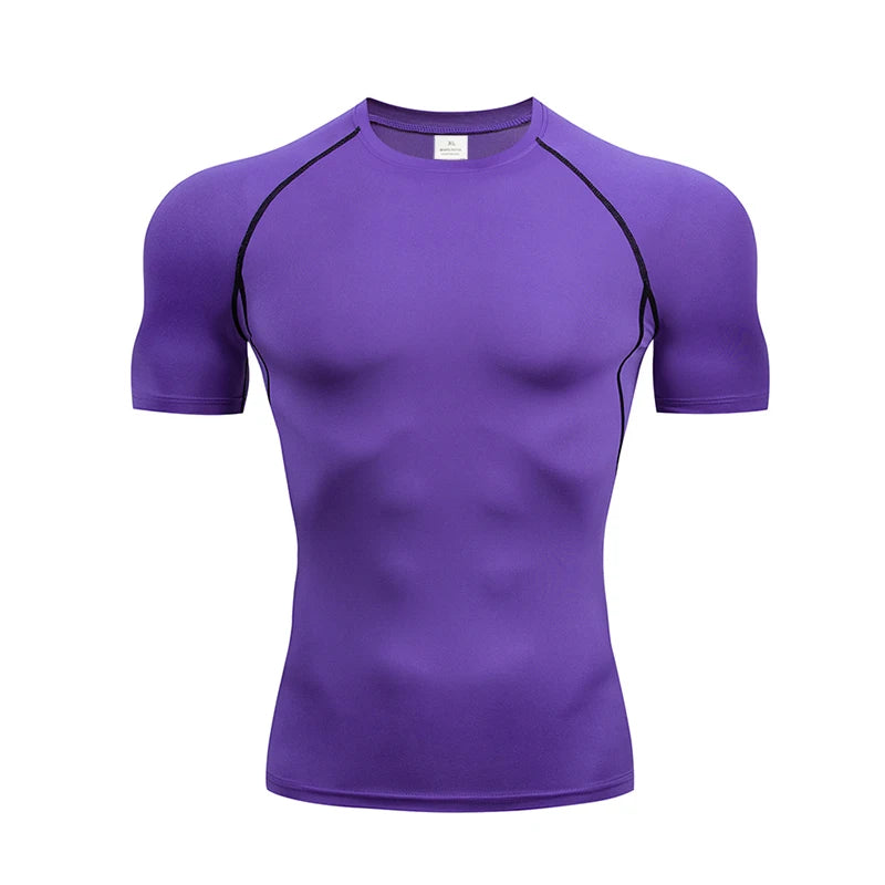 Fitted Crew Neck Short Sleeve Compression T Shirt