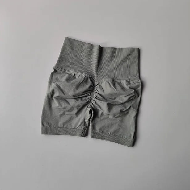 Women's High Waist Scrunch Back Polyester Shorts for Gym Workouts