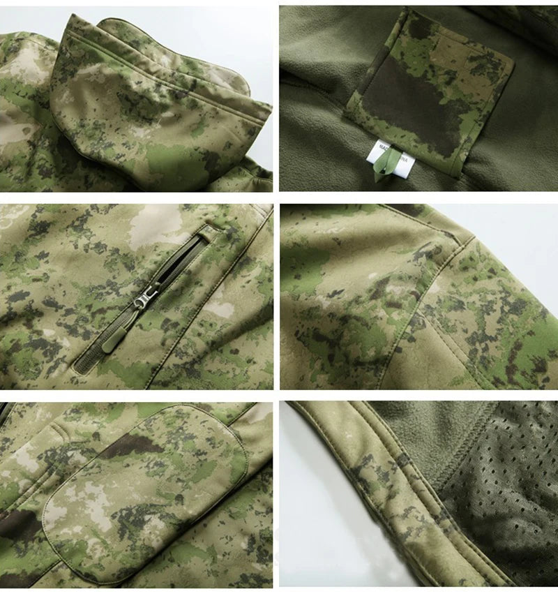 Lurker Soft Shell Camouflage Jacket Men Waterproof Hunting Clothing Warm Camo Tactical Jackets Outdoor Combat Hoodie Coat