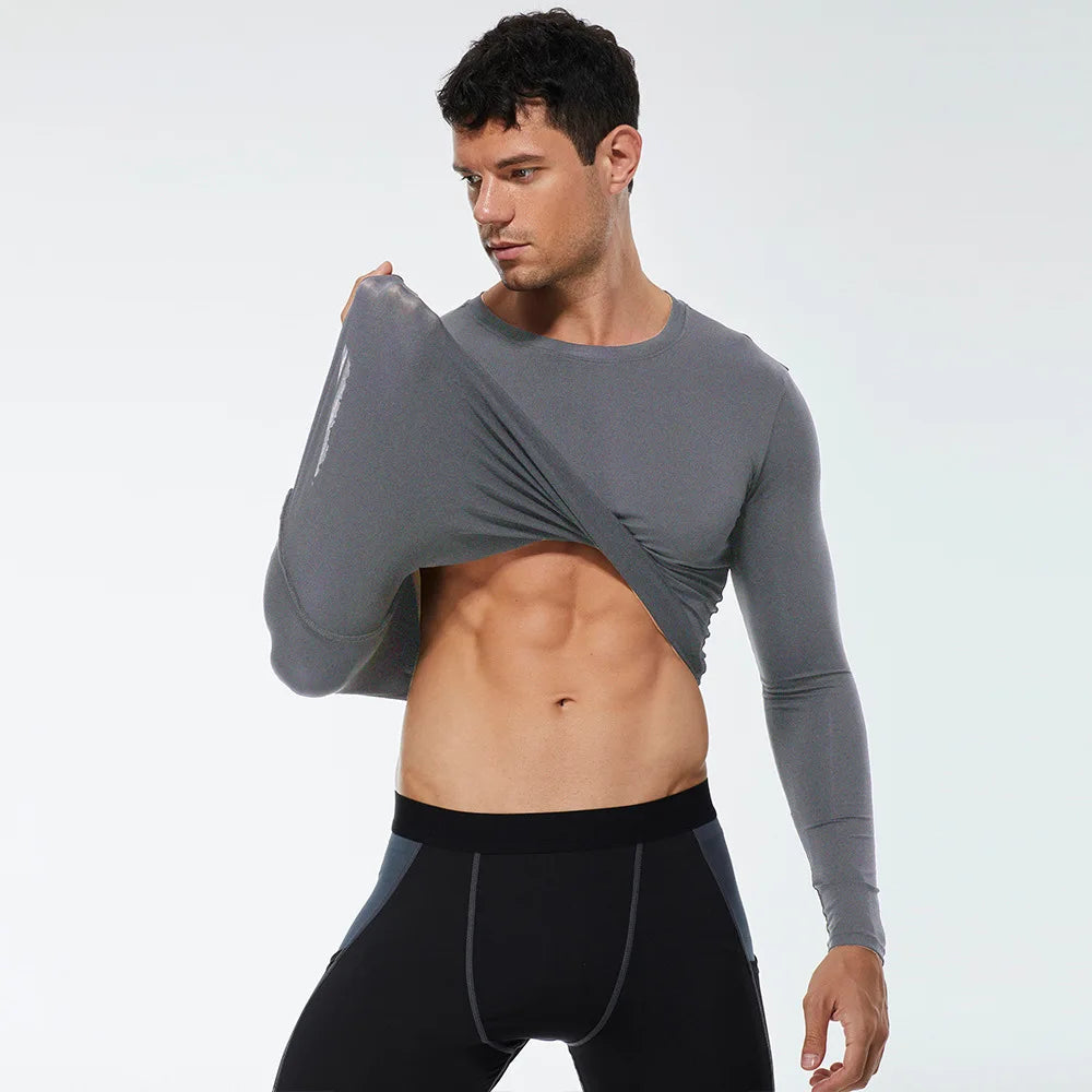 Fitted Crew Neck Long Sleeve Compression T Shirt
