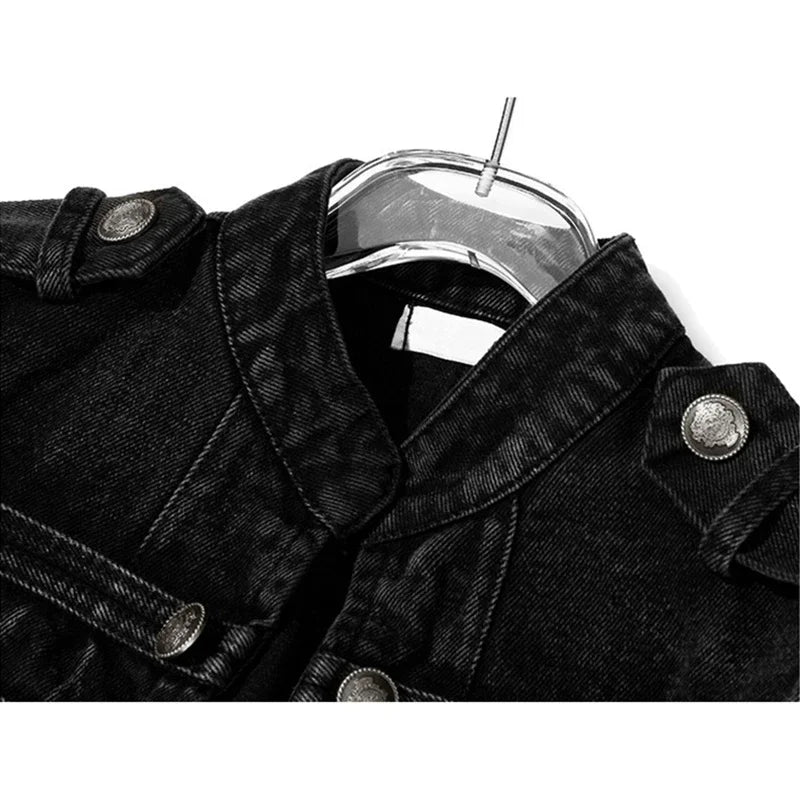 Women's Distressed Denim Button-Front Jacket